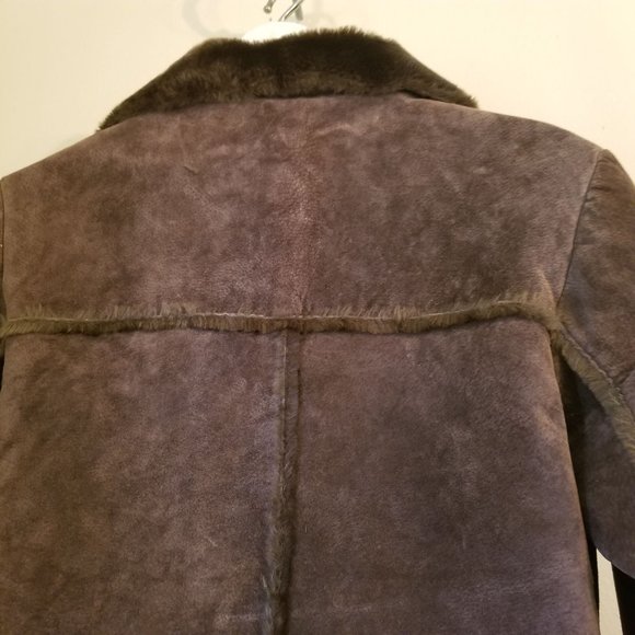 Newport News L Brown Rancher Coat Faux Fur Trim Shearling Rancher Duster Cosplay - Picture 5 of 8